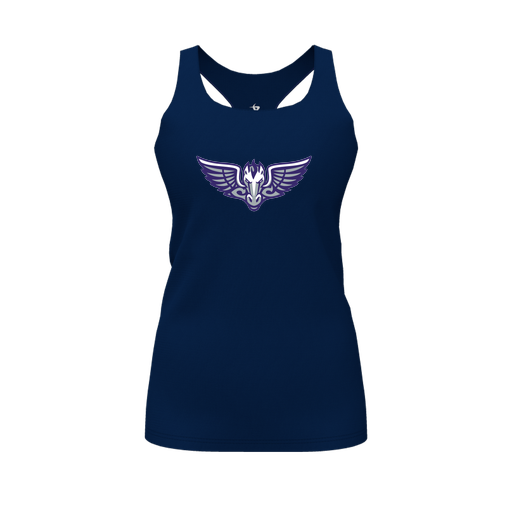 [CUS-DFW-RCBK-PER-NVY-FYS-LOGO1] Decker Racerback Tank Top (Female Youth S, Navy, Logo 1)