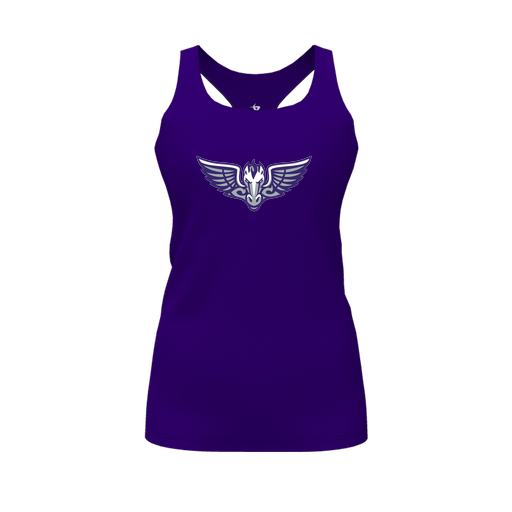 [CUS-DFW-RCBK-PER-PUR-FYS-LOGO1] Decker Racerback Tank Top (Female Youth S, Purple, Logo 1)