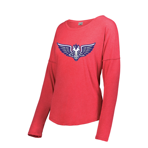 [FTLCUBRD-FAS-LOGO1] Decker Women's Tri-Blend T-Shirt - Long Sleeve (Female Adult S, Red)